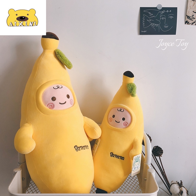 AIXINI Cute Pillow Plushie Banana Man Plush Toy Banana Pillow Plush Toy Doll Smiley Banana Doll Ragdoll Children Girls Day Gift Couple Sleeping Pillow Super Soft Doll Girl Bed Doll Fruit Doll