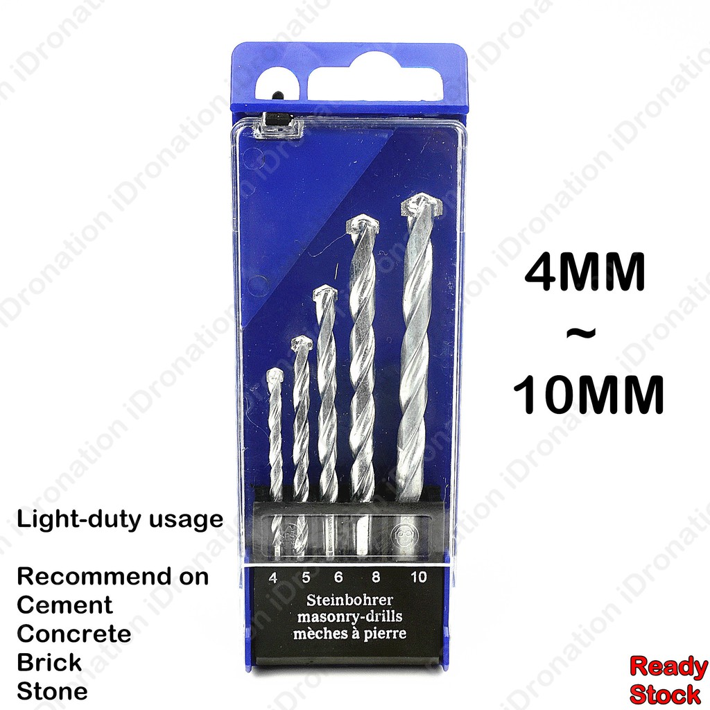 5Pcs 5PC Lightduty Masonry Drill Bit Bits Tips Set Brick Block