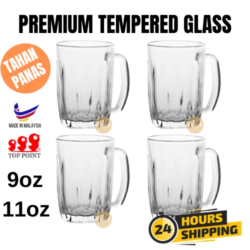 5STAR TOP POINT 9oz 11oz Tempered Glass Mug Cawan Teh Tarik Mamak Kaca Terbaja Kopi Kopitiam Tea Coffee Restaurant Cup