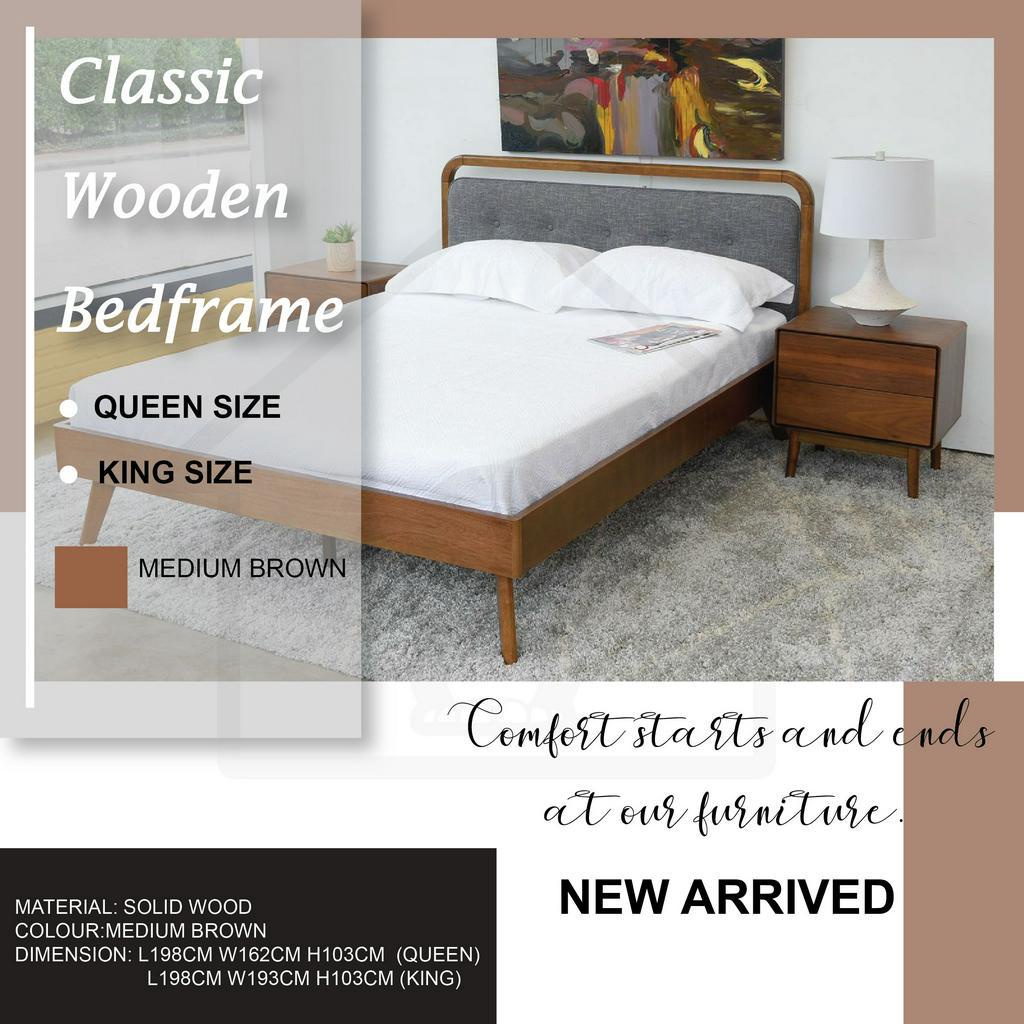 CLASSIC WOODEN BED FRAME/SOLID WOOD BED/WOODEN BED/BEDFRAME/QUEEN SIZE ...