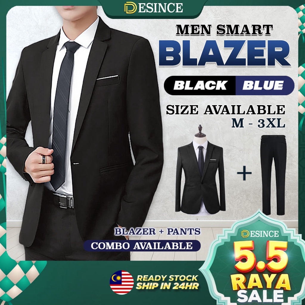 ??READY STOCK? Men Blazer Set Formal Trousers Business Outerwear Pants Office Slack Pants Jacket Suit Tuxedo MW 008