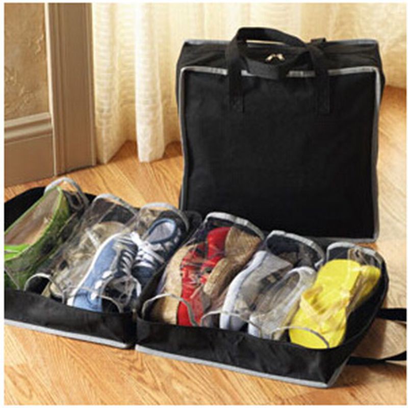 Bomcomi Portable Shoe Box Non-Woven Folding Travel Shoes Storage Shoes Organizer Bags 