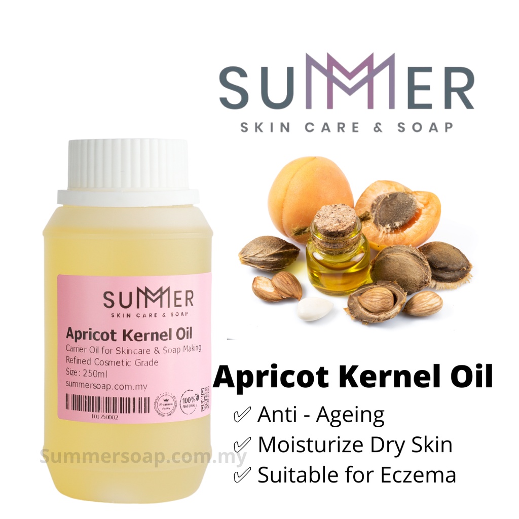 Summer Soap Organic Apricot Kernel Oil Cold Process Refined 250ml/500ml (France) 冷压精炼杏桃仁油