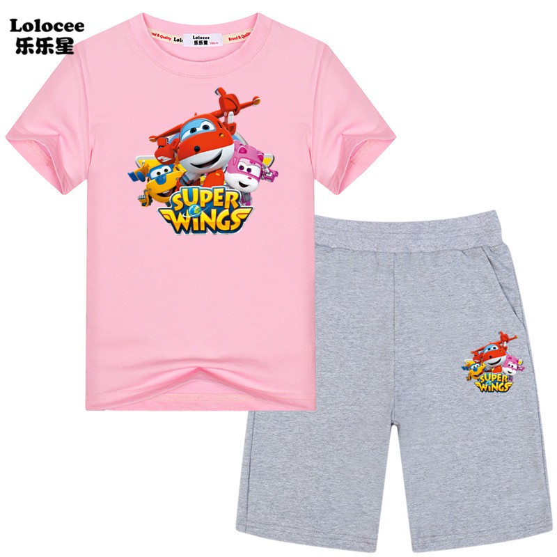 Super Wings Childrens Tracksuit Top And Jogging Bottoms Set Girls Boys Summer Short Sleeve T Shirt And Shorts Suits Shopee Malaysia - 2019 unicorn kids girl teenager clothes t shirt kids roblox design short sleeve boy shirt 100 cotton summer t shirt size 6 14t from fashiondress520