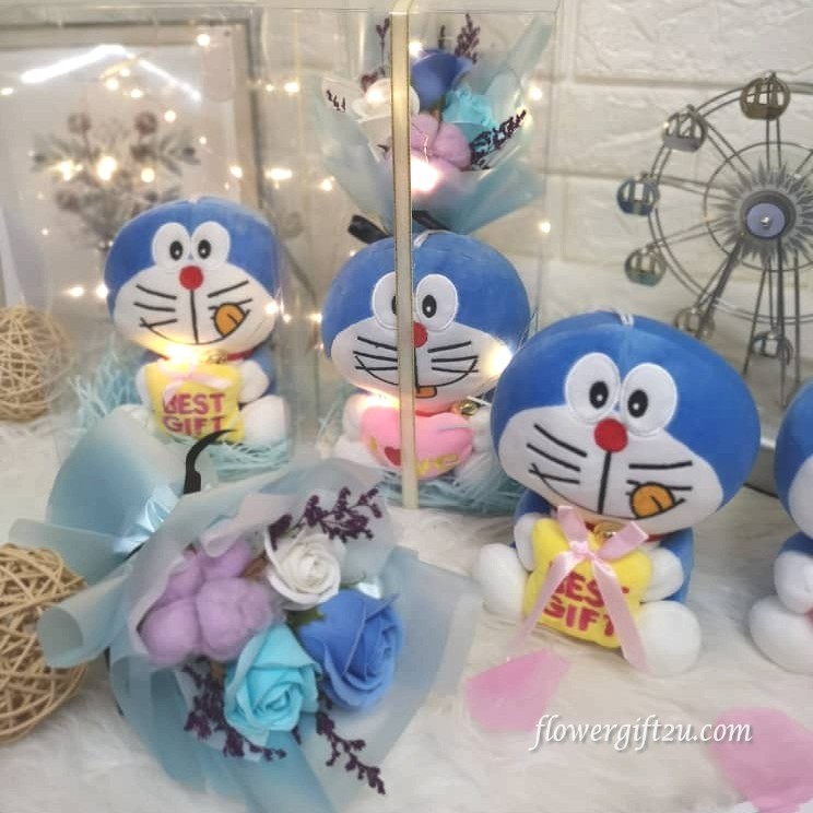 Mini Soap Flowers Bouquet Box With Doraemon 小叮当迷你皂花束盒子 Birthday Gift Anniversary Valentine Shopee Malaysia