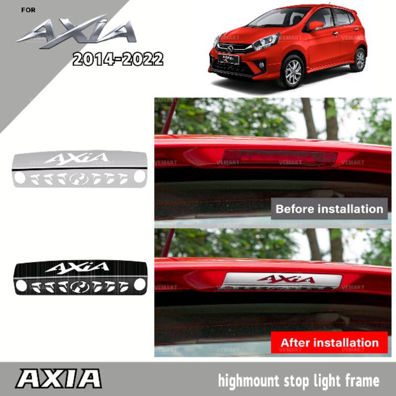 Vemart perodua axia highmount stop light frame cover spoiler axia ...