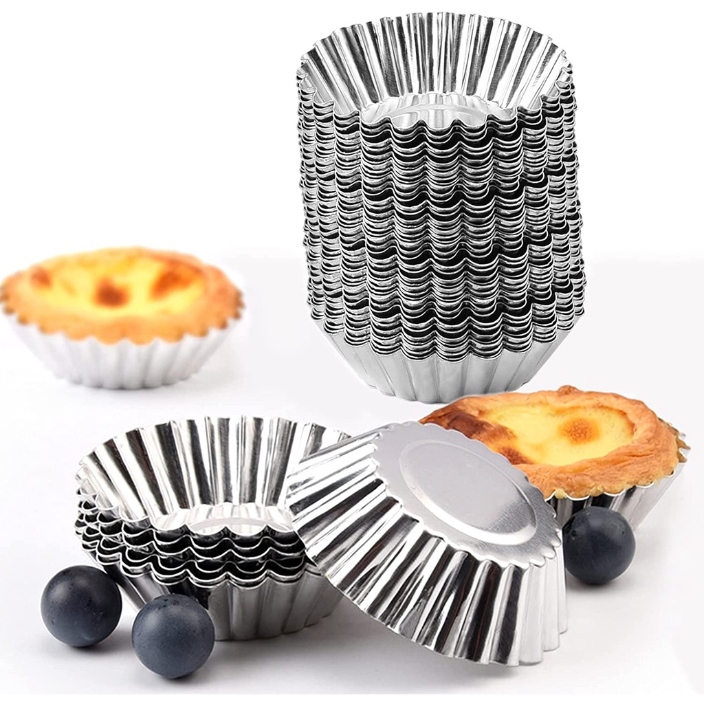 [10 PCS] 5cm/6cm/6.5cm Aluminium Egg Cheese Mini Tart Mould / Acuan Kuih Aluminium Foil 50 pcs