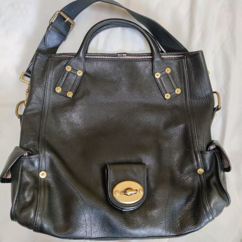 Mulberry Jody (Preloved) Folded shoulder bag Black Lambskin | Shopee ...