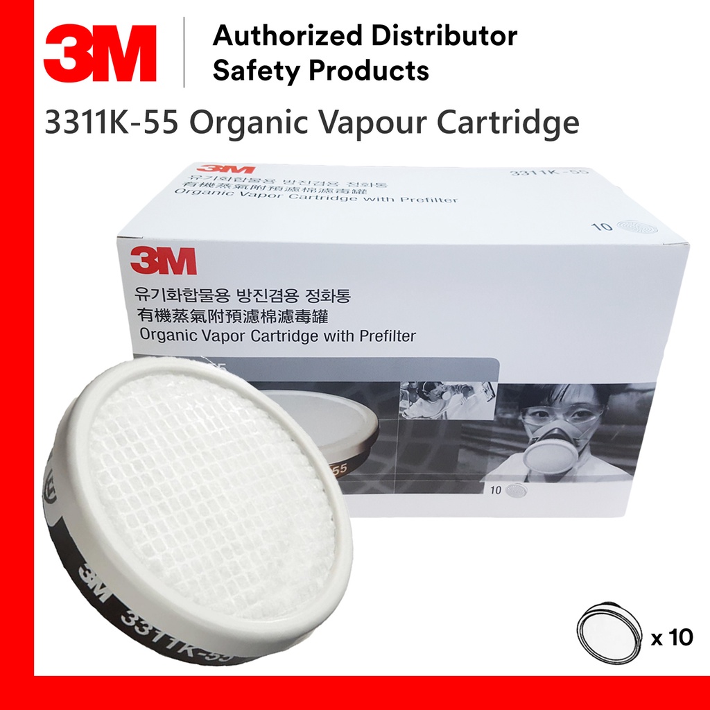 3M 3311K55 Organic Vapor Cartridge with PreFilter/ Suitable for 3200