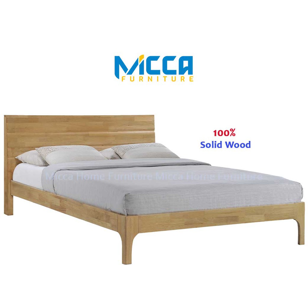 Jerold Nordic Design Natural Solid Wood Queen Bed Bedroom Furniture Queen Bed Wooden Bed Frame Shopee Malaysia