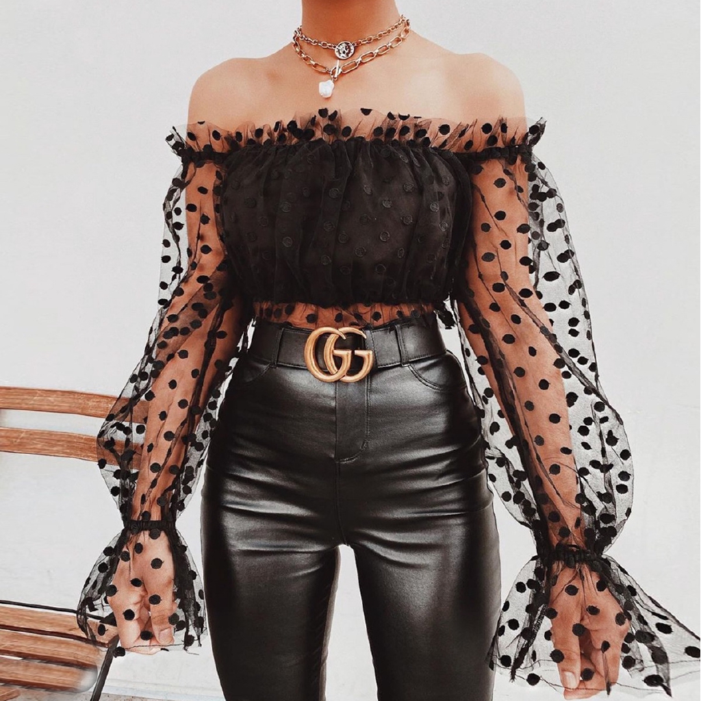 polka dot sleeve top