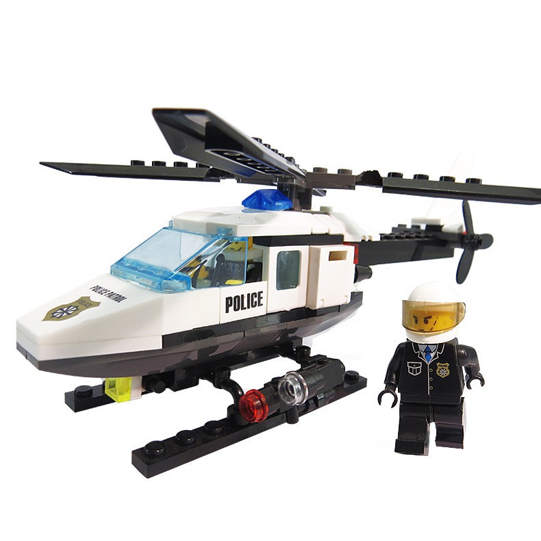 Compatible aircraft model building block police helicopter military brick toys for gifts