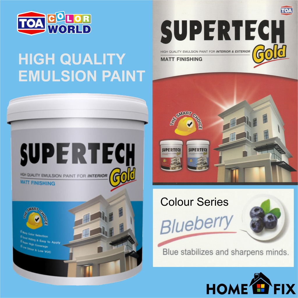 Cat Rumah Toa Supertech Gold Interior Paint Blueberry Colour Series 5 Litres Shopee Malaysia