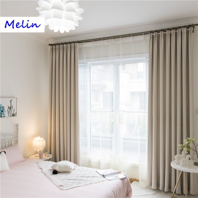 Modern Style Solid Color Plain Linen, Living Room Curtain