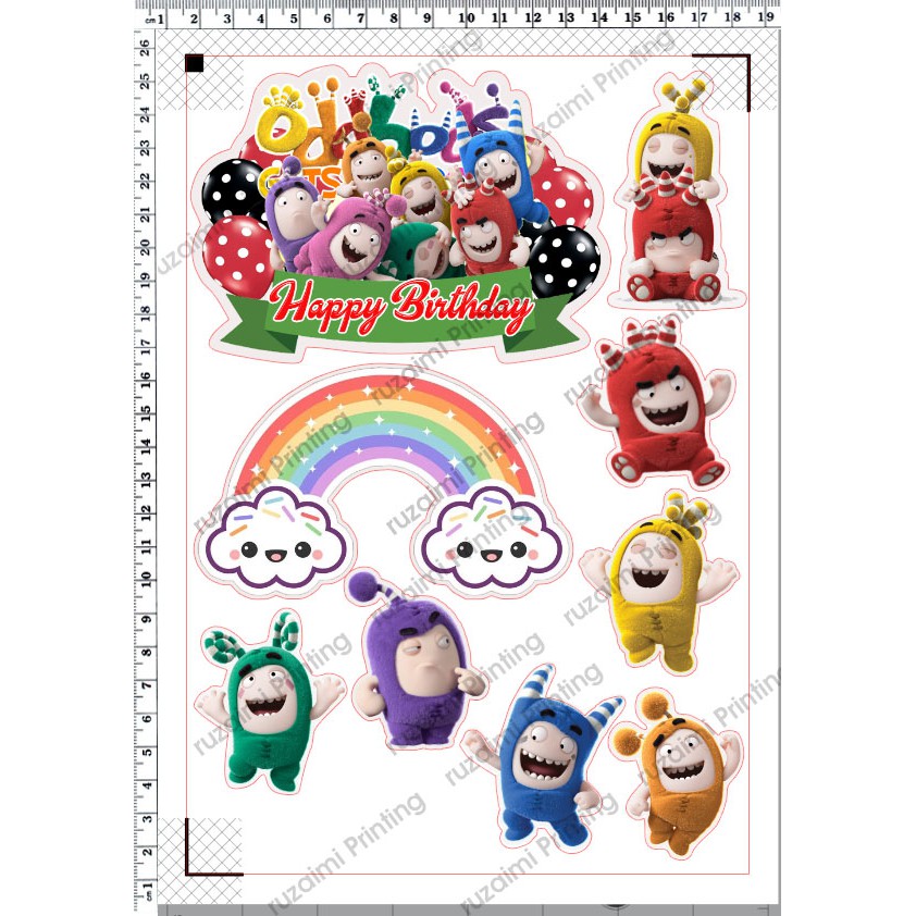 oddbods cake topper 003 shopee malaysia