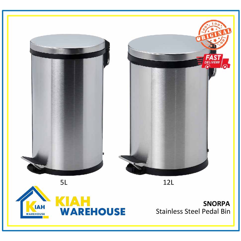 Waste Bin Metal Steel Bin Bekas Tong Sampah SNORPA Pedal bin, stainless