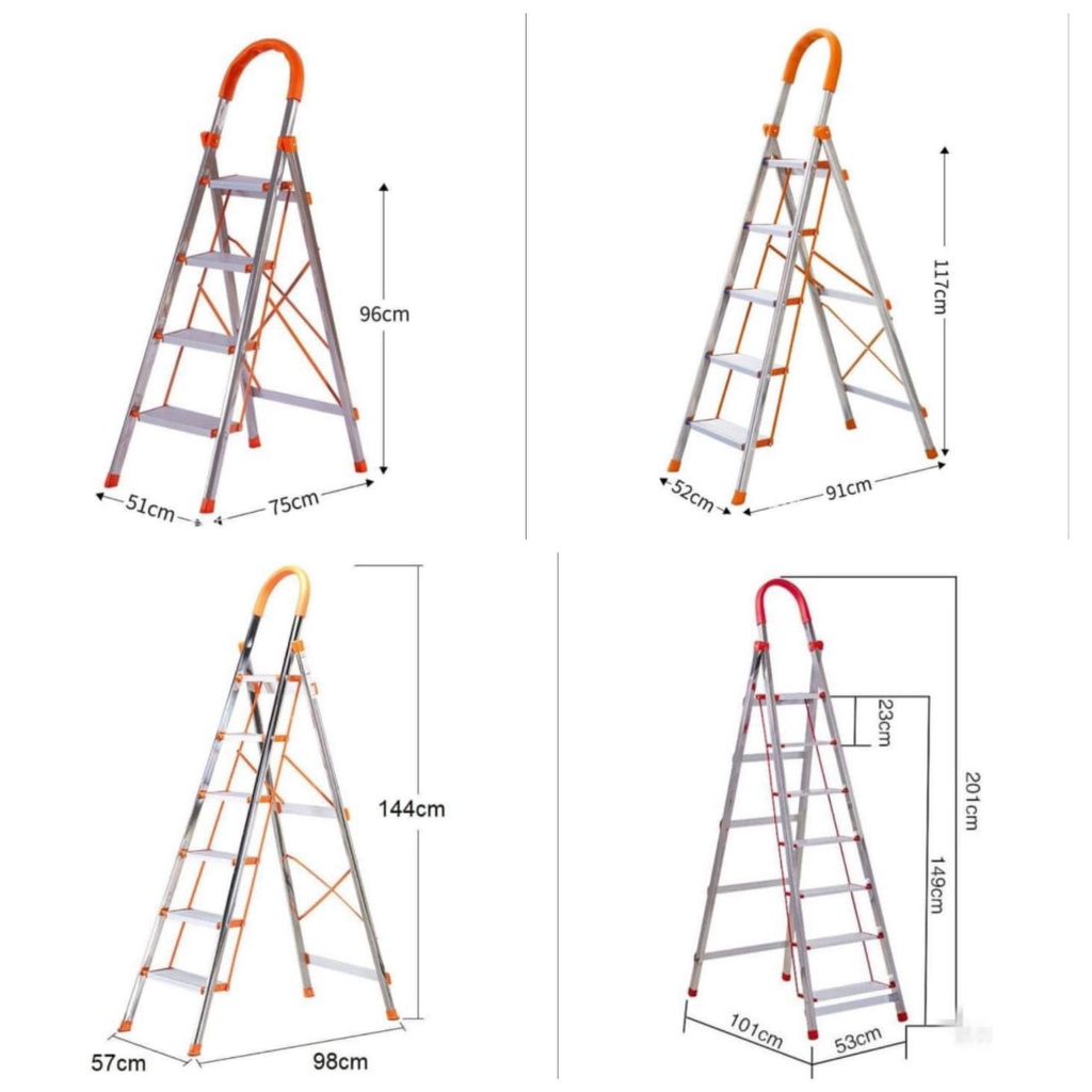 Aluminium Folding Stairs Ladder for 4 Step / 5 Step / 6 Step / 7 Step