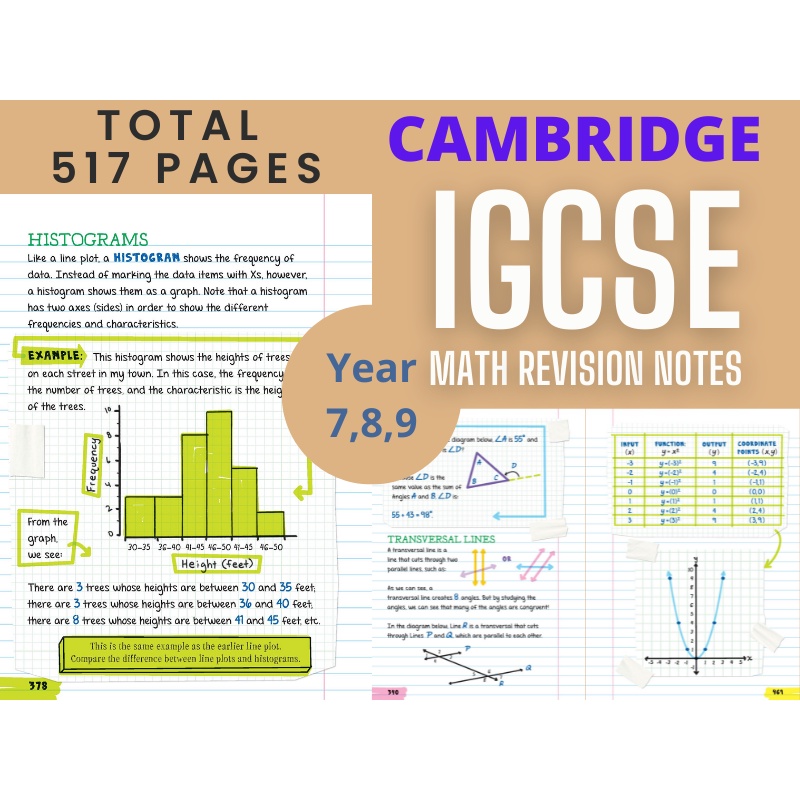 Cambridge IGCSE KS3 Mathematics Revision Notes For Year 7,8,9 *PDF