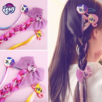 1 Pair 3d Cartoon My Little Pony Unicorn Wigs Hair Clip Hairpins