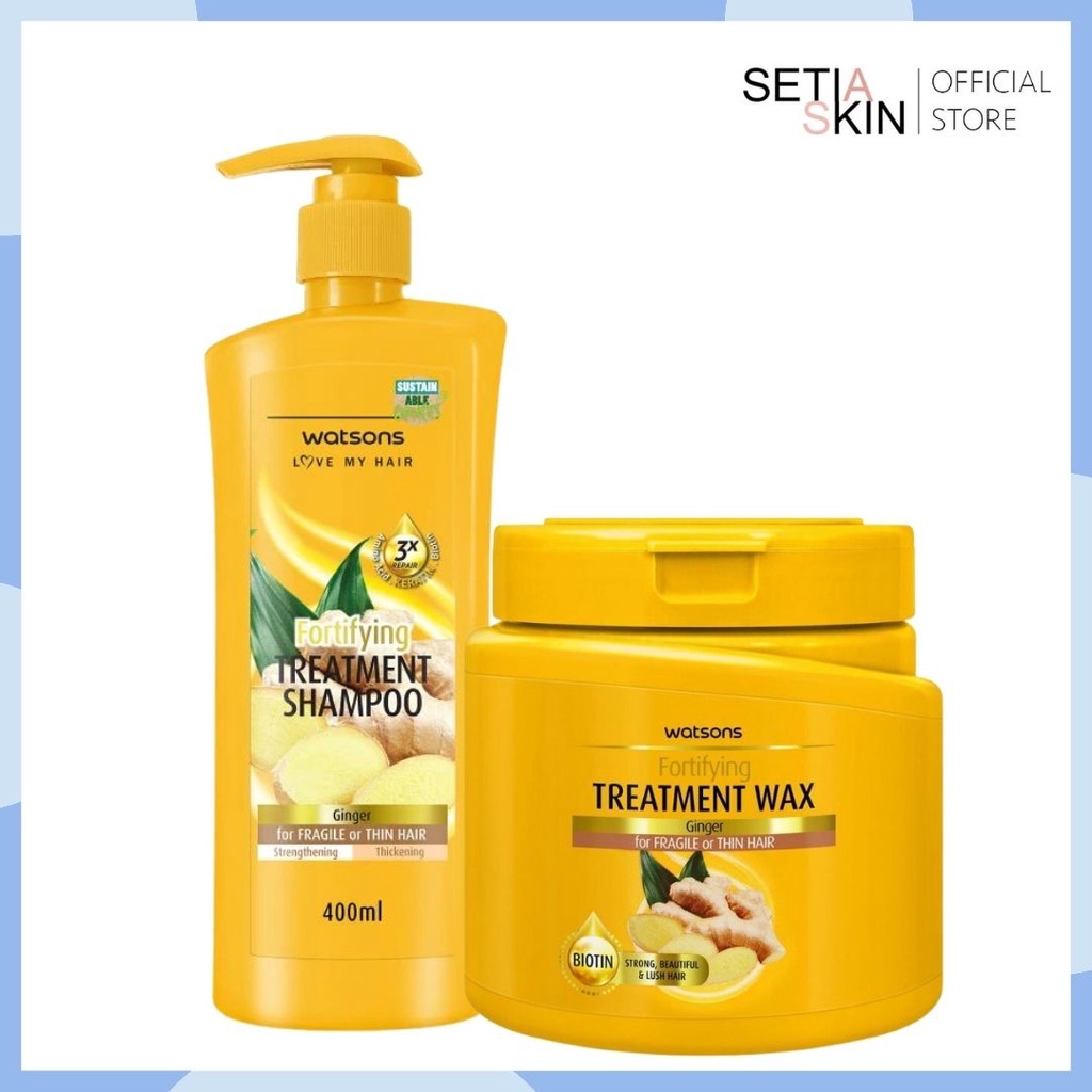 WATSONS Fortifying Ginger Hair Treatment Shampoo [400ml] and Wax [Hair  Mask] 500ml (for FRAGILE AND THIN HAIR) | Shopee Malaysia
