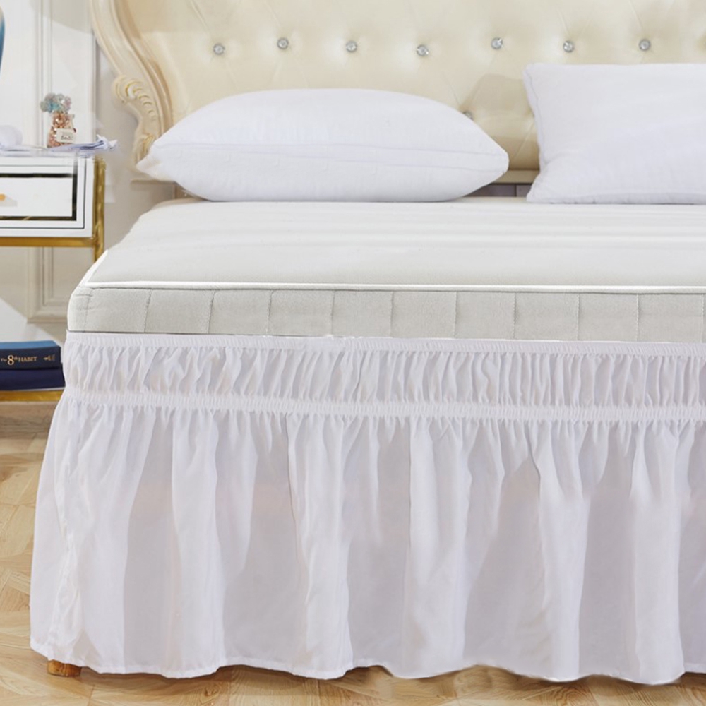 Bedroom Hotel Bed Skirt White / Gray Bedcloths No Stretch Easy To Use ...