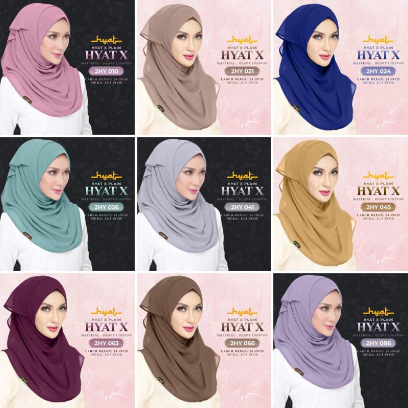 Hyat X Plain Premium Quality Tudung Hyat Hijab Vietnam Inspired With Inner Material Heavy Chiffon