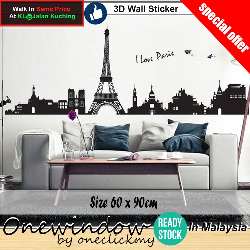 Ready Stock In Malaysia 3d Wall Stickers Shop Room Home Decorative Window Glass Paster Mural Stickers Shopee Malaysia