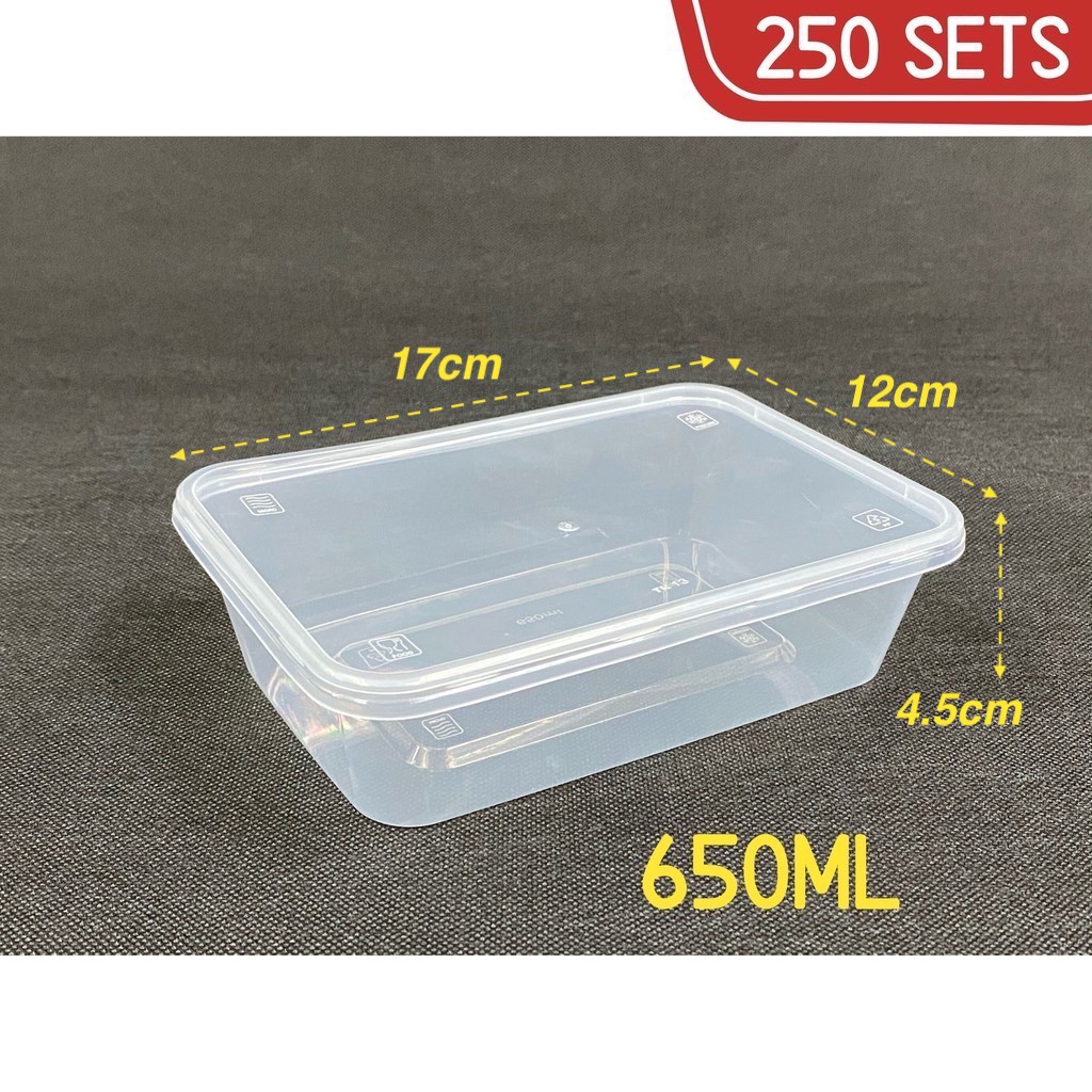 Rectangular Plastic  Food Container With Lid 650ml Bekas  