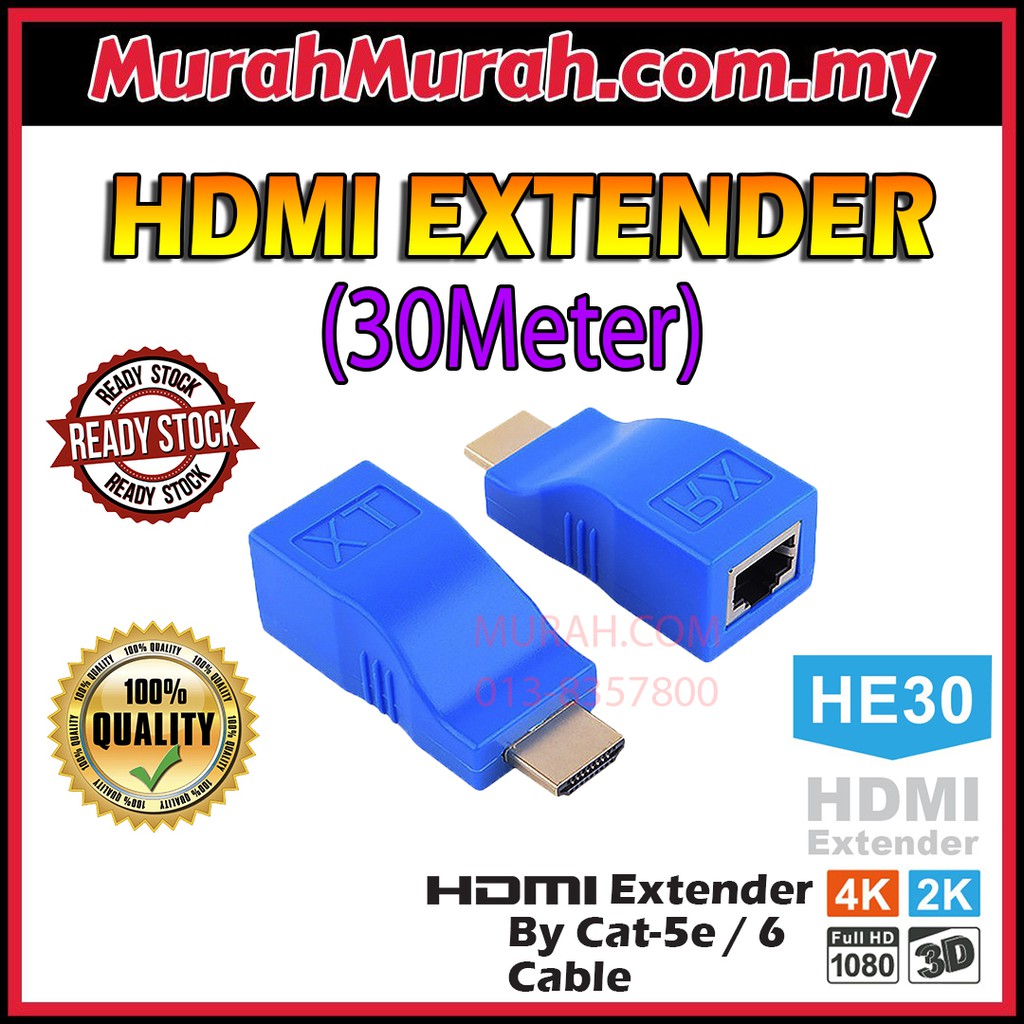 4K/2K HDMI Extender 30M Over Single Cat5e/Cat6 Cable 1080P