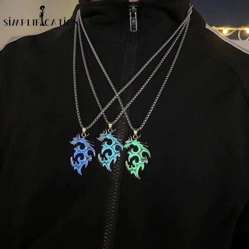 (Chain not included)Vintage Punk Exaggerated Luminous Flying Dragon Pendant Necklace/ Fashion Multicolor Glowing Fluorescent Dragon Necklaces