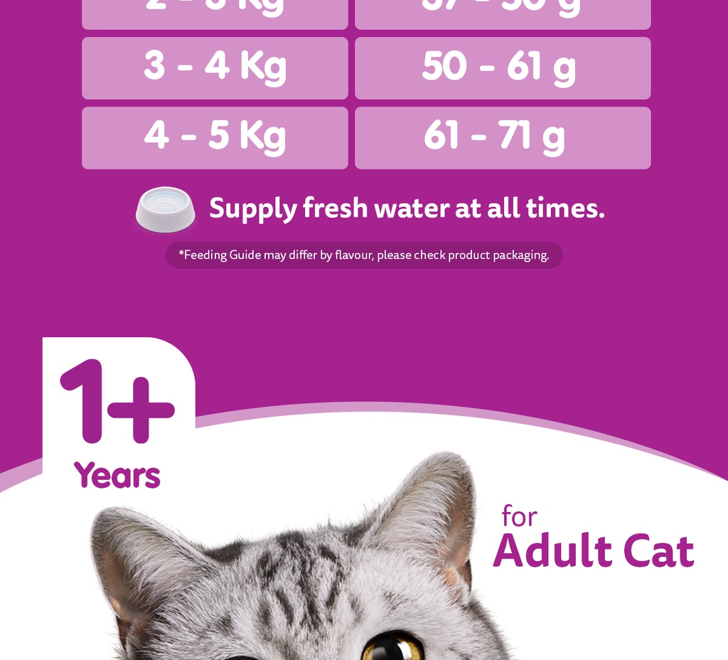WHISKAS Cat Food Ocean Fish Flavor, 1.2kg. Cat Dry Food for Adult Cats