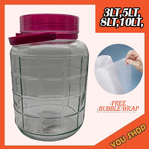 24H ? Bottle Kaca Air Tebal 3LT 5LT 8LT 10LT Glass Bottle Storage Container Simpan Barang Bottle Kaca Plum Wine Bottle Glass Bottle