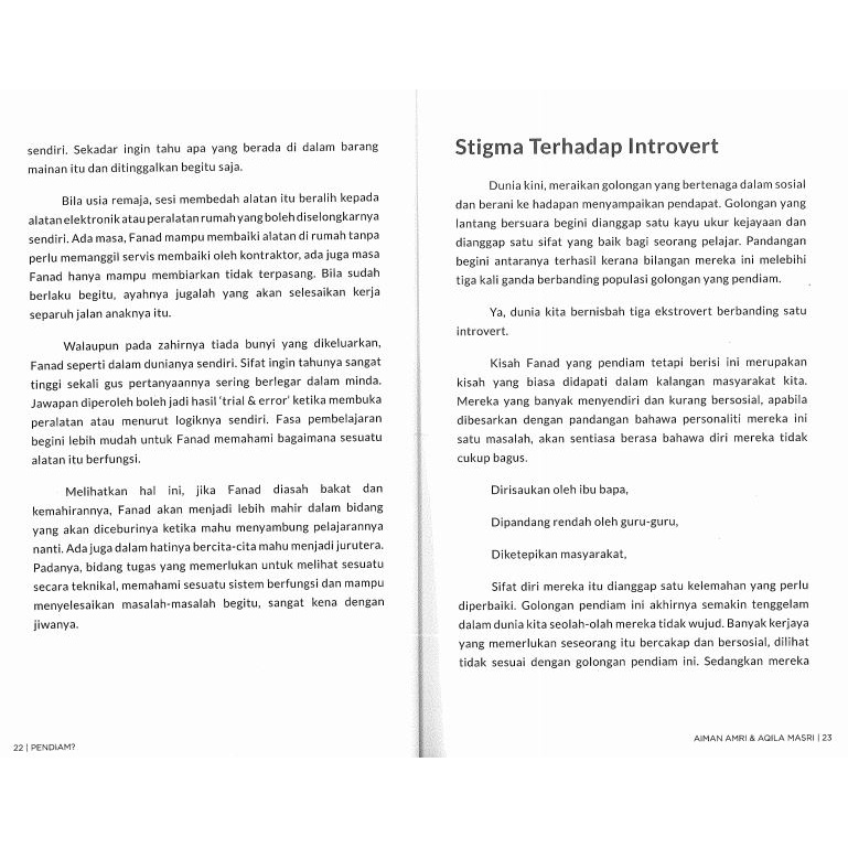 Pendiam Memahami Personaliti Introvert Dalam Dunia Ekstrovert Aiman Amri Aqila Masri Shopee Malaysia