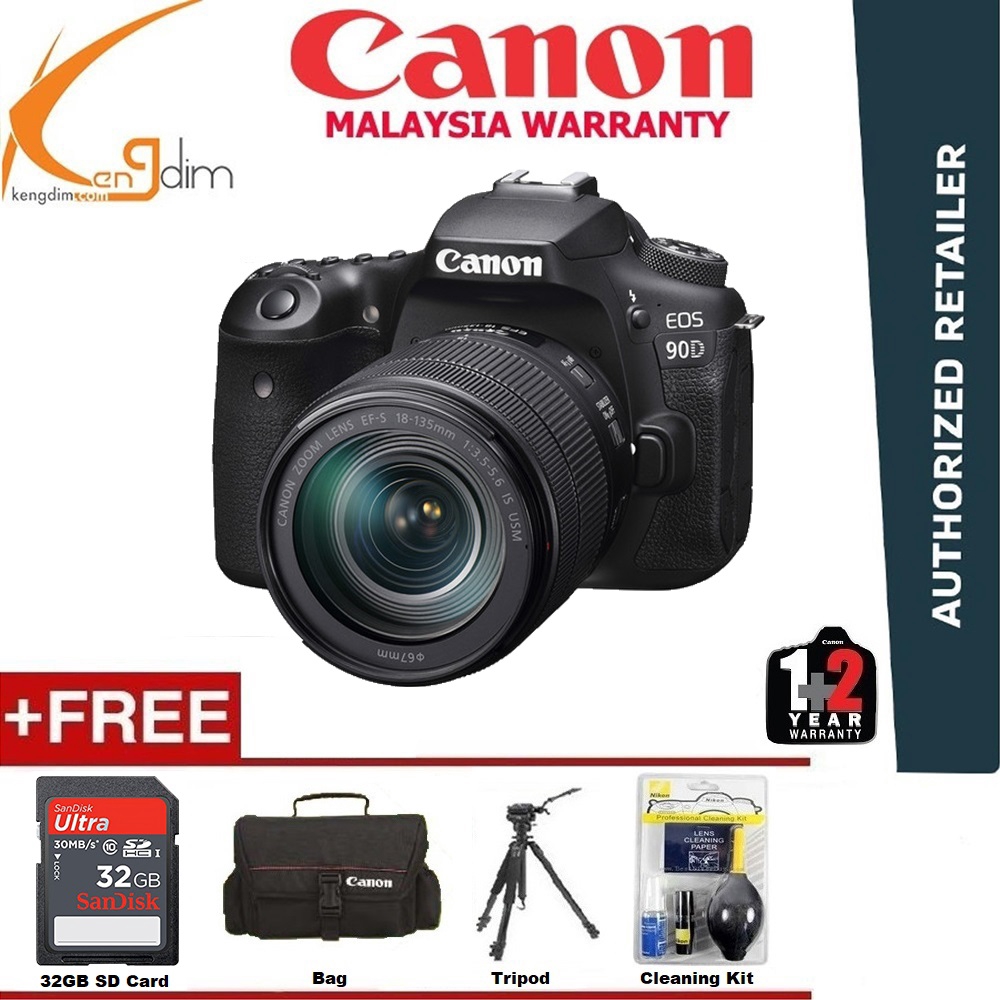Canon EOS 90D DSLR Camera with 18135mm Lens (Canon Malaysia 3 Years