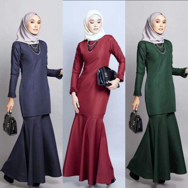  Mini Kurung  Pleated Maya Size S to 3XL Moss crepe 