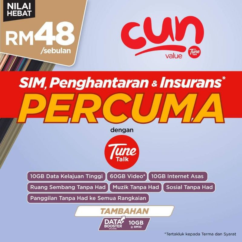 Bukan Topup Tune Talk Plan 48 Sebulan Shopee Malaysia