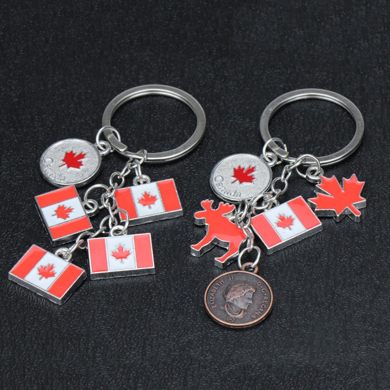 Canada flag key chain zinc alloy Keychain bag Pendant Key Holder Canada tourist souvenir Key Ring Jewelry Gift