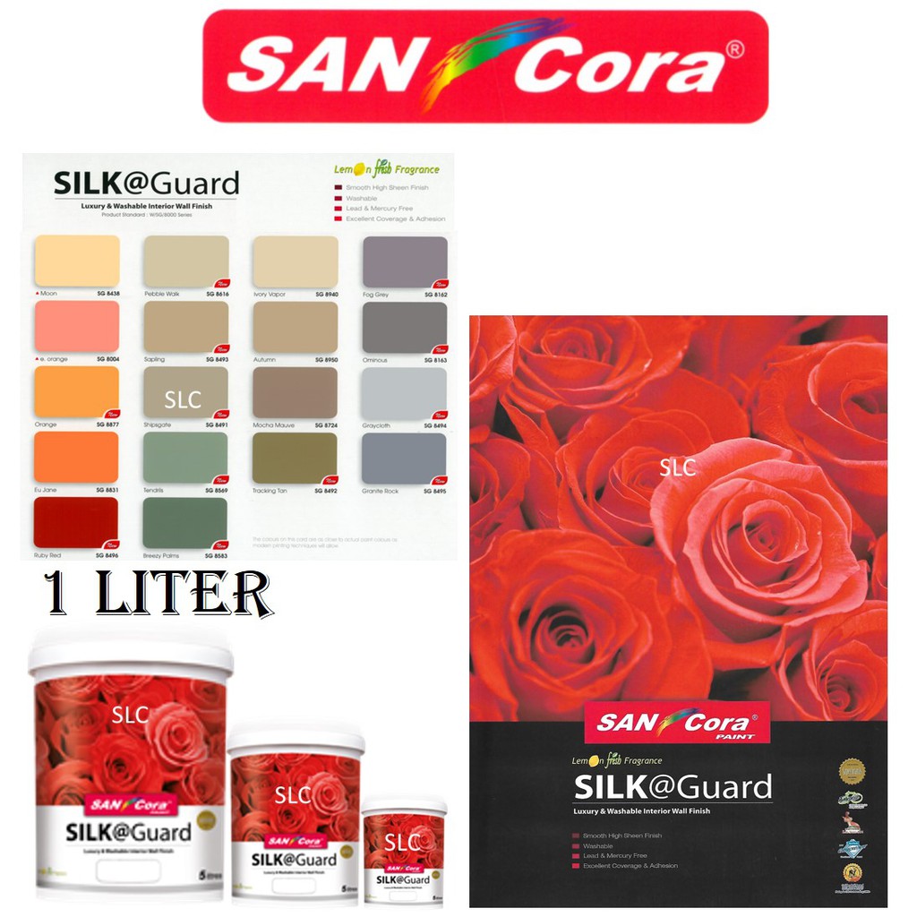 1l Sancora Silk Guard Luxury Washable Interior Wall Paint Catalog 4 珍珠漆 Cat Kilat Simen Dalam
