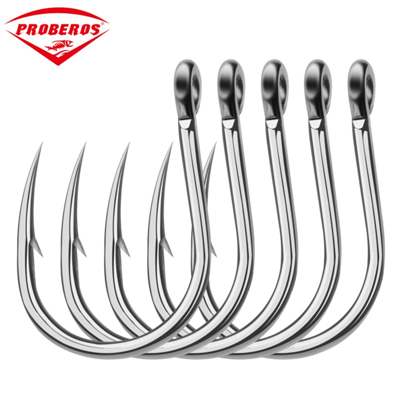 PRO BEROS 5/10Pcs Sea Fishing Jig Hook Stainless Steel Fishing Hook have barbed anchor hook Seawater Corrosion resistant