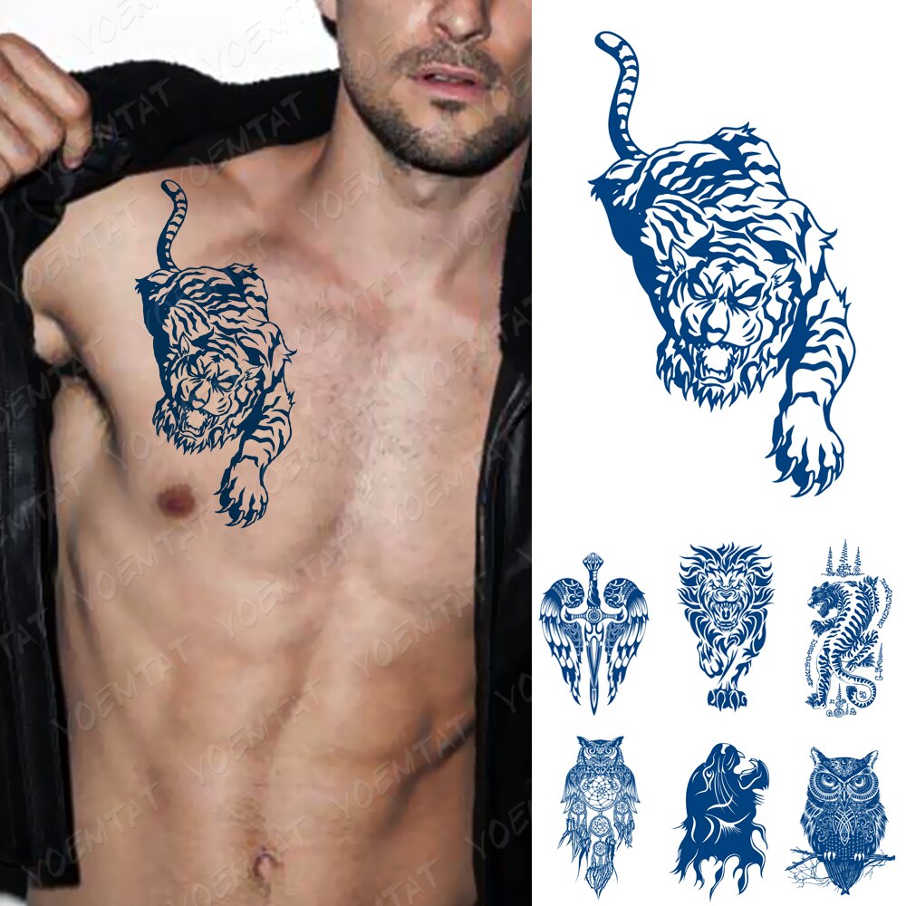 Juice Ink Tattoos Body Art Lasting Waterproof Temporary Tattoo Sticker  Totem Tiger Dragon Tatoo Arm Fake Scorpion Wolf Tatto Men | Shopee Malaysia