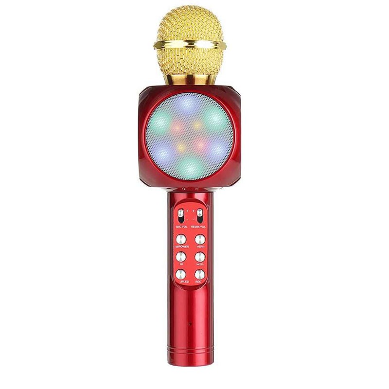 [[ HADIAH PERCUMA WS1816 Karaoke KTV Portable Wireless Bluetooth Microphone Music LED USB Speaker