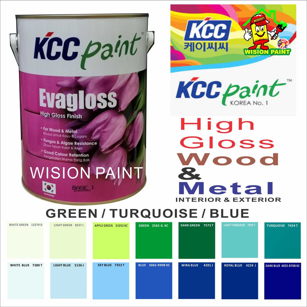 5L ( 5 LITER ) KCC HIGH GLOSS EVAGLOSS GLOSS PAINT WOOD AND METAL