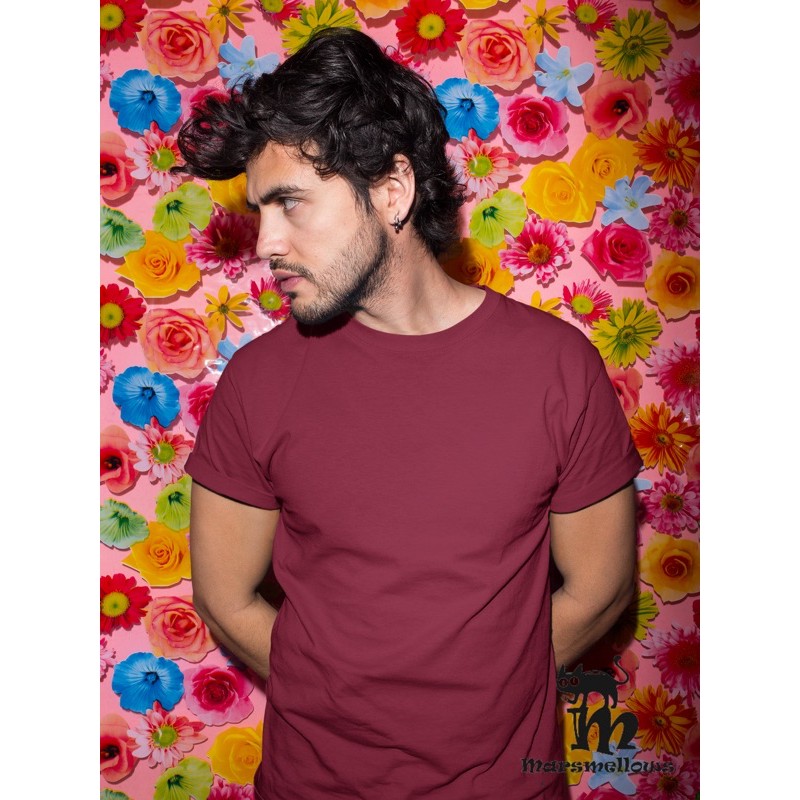 Mars Mellows Maroon Round Neck Unisex Plain T-shirt XS-3XL 100% Cotton Casual Shirt
