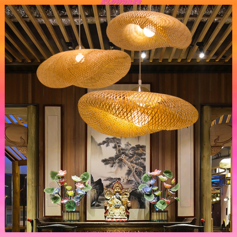 [klowareafMY] Retro Bamboo Weaving Chandelier Lamp Pendant Lighting Fixture for Teahouse