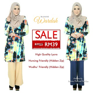 WARDAH MUSLIMAH BLOUSE  LABUH IRONLESS NURSING FRIENDLY 