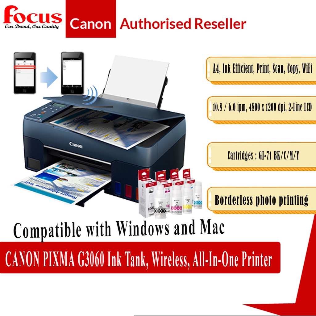 New Model Canon Pixma G3060 InTank High Volume Printing All In One