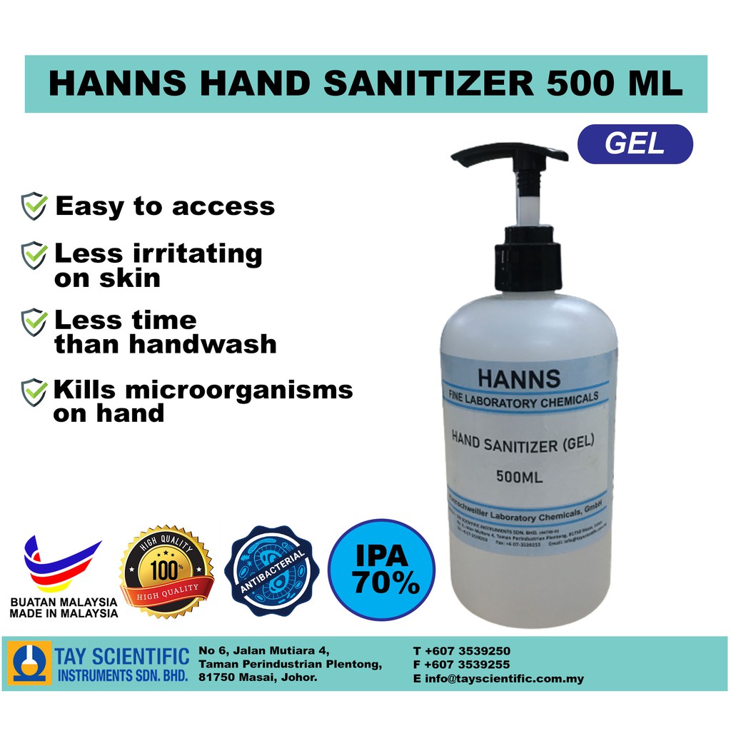 Ready Stock Gel Hanns Hand Sanitizer 70 Alcohol 500ml 1l