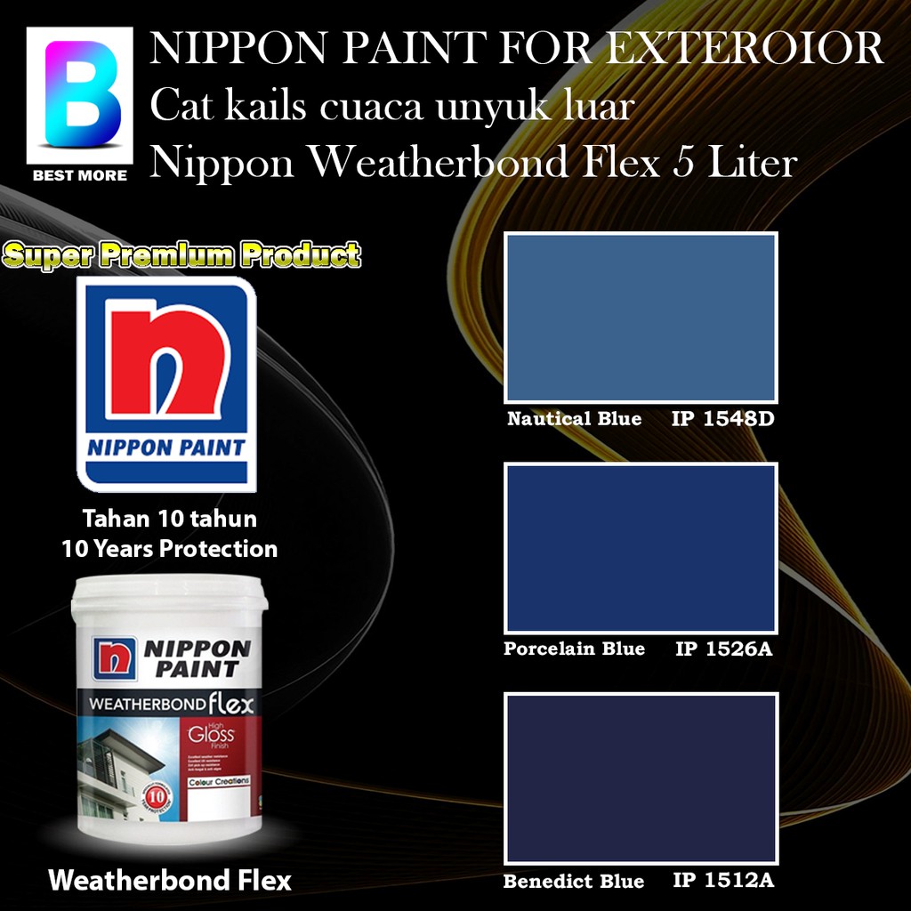 Nippon Paint Weatherbond Flex Exterior Collection 5 Liter Nautical Blue