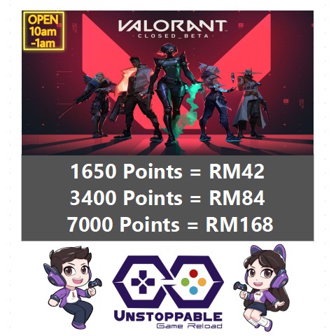 Valorant Points Top Up - For Malaysia Created ID Only (1125|1650|3400 ...