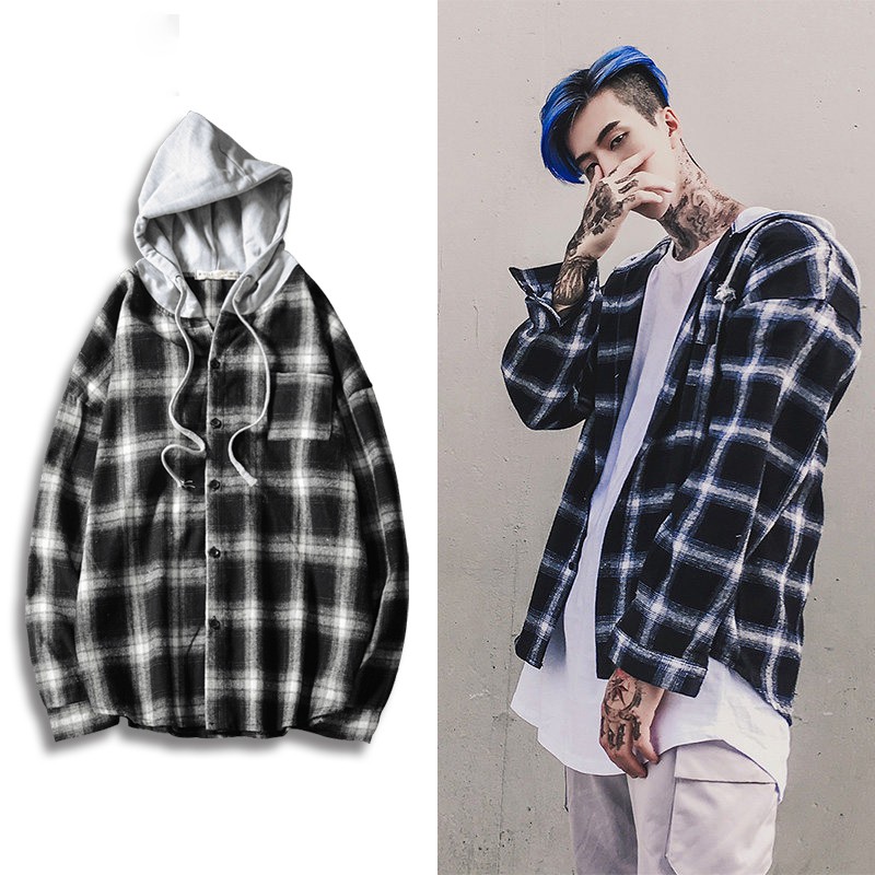 plaid hooded sweatshirt